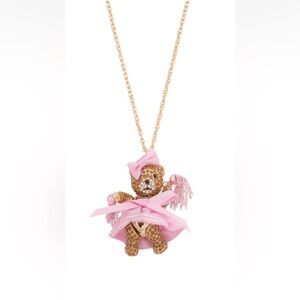 Betsey Johnson Pink and Gold Teddy Bear Necklace